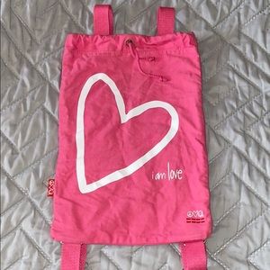 Peace Love World pink back pack